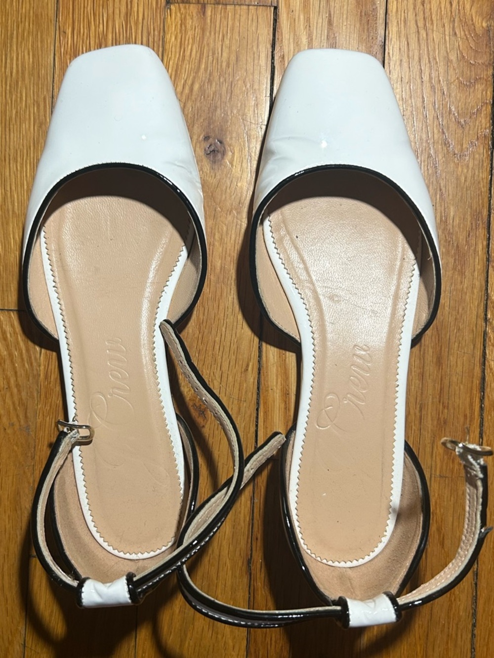 J. Crew White & Black Patent Two-Tone Slingback Block Heel Size 7